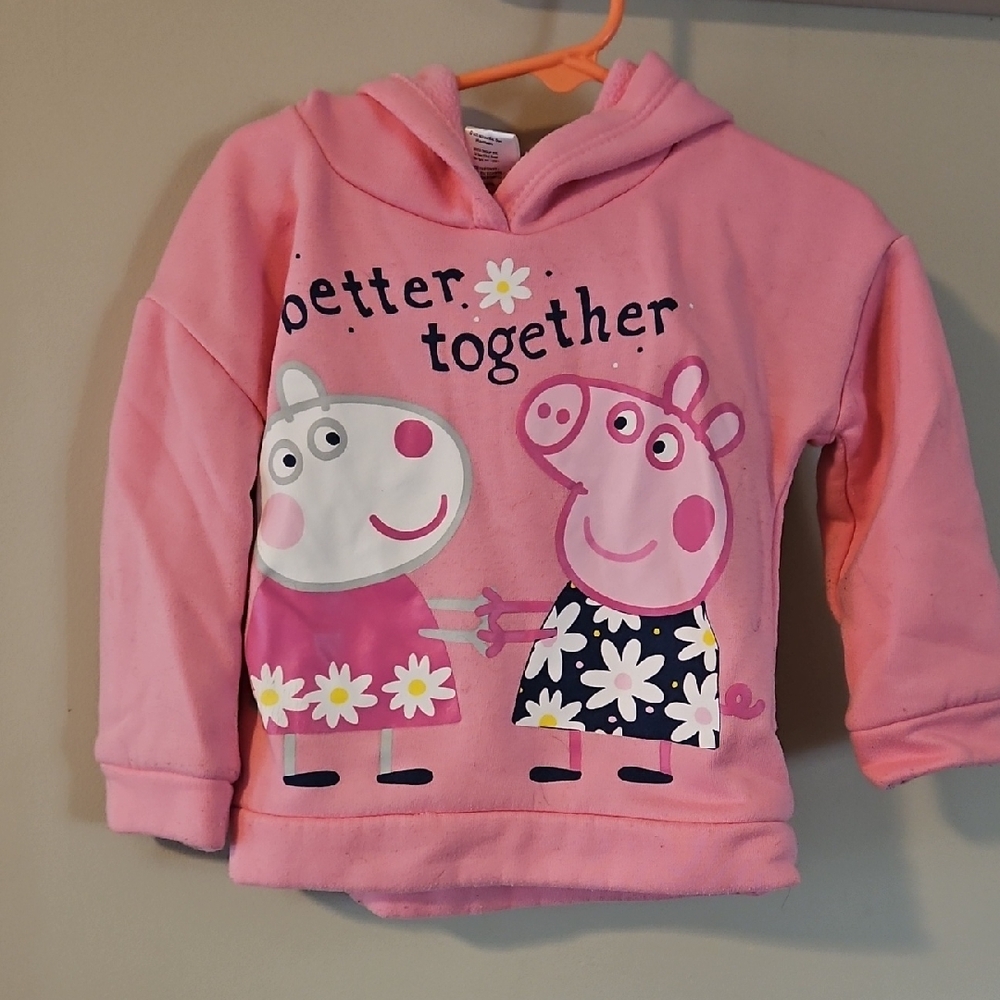Peppa Pig Pink Kids Hoodie with Floral Design
